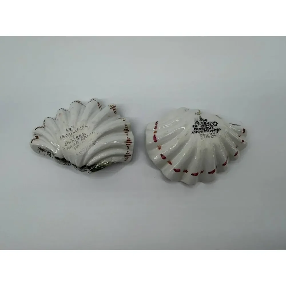 Ceramicas Coimbra Portugal Shell Bowls Set Hand Painted Marta Sec XVIII 1.14lb